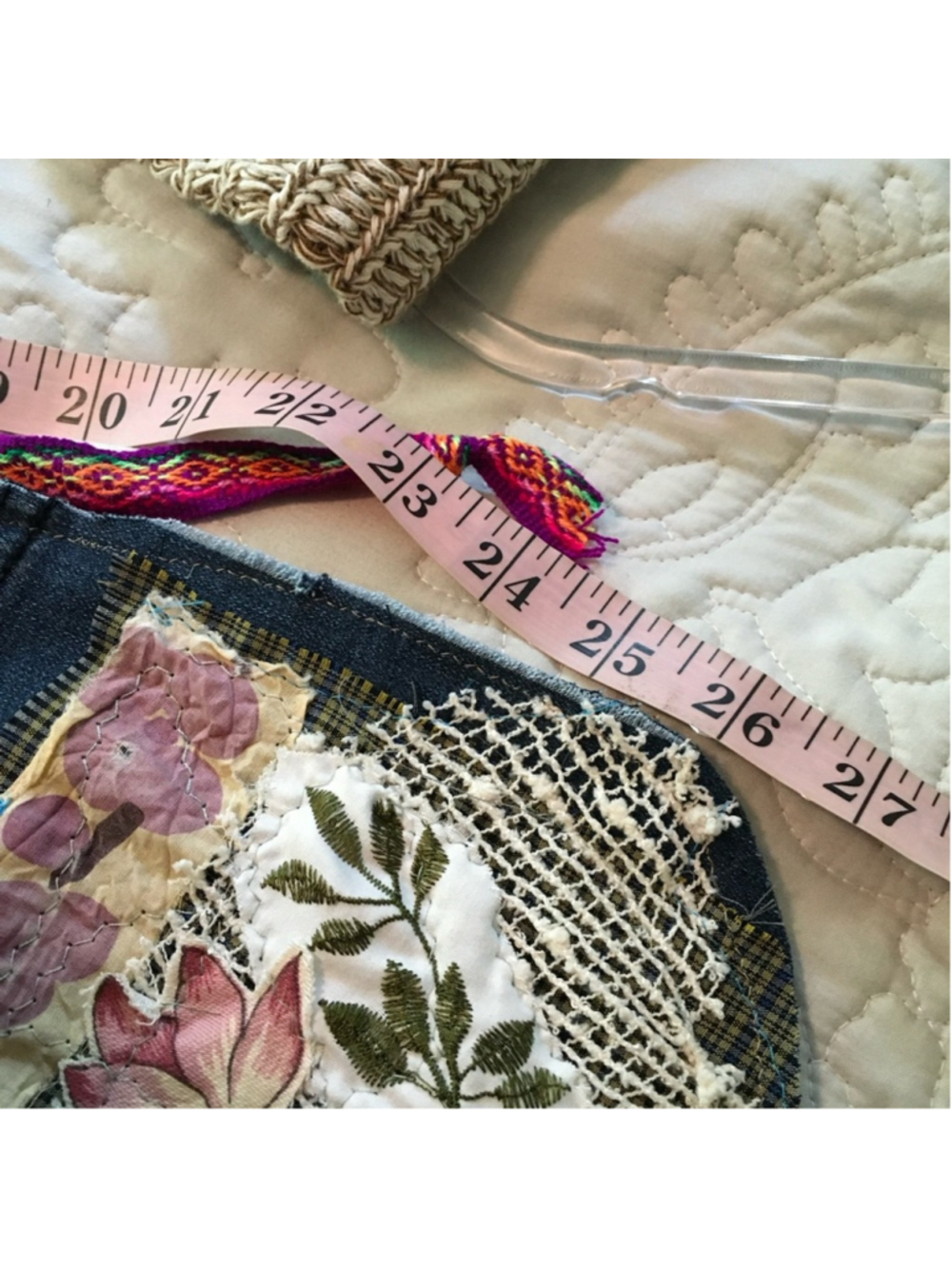 Handmade Bag Denim Patchwork Crossbody Hippie Small - Picture 5 of 8